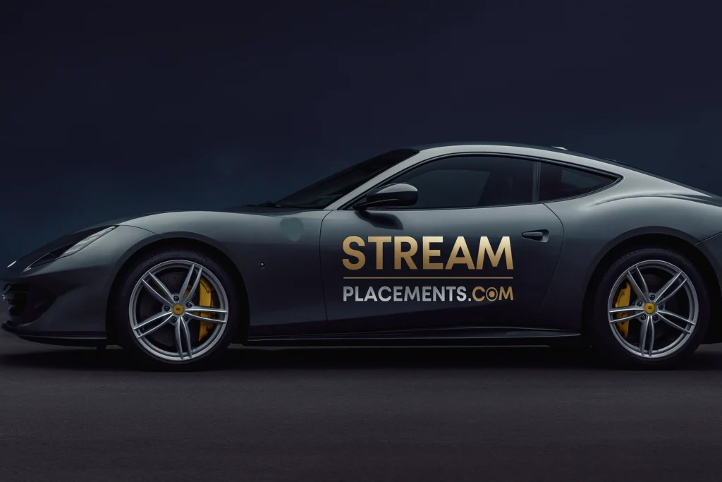 Car with logo from StreamPlacements.com 